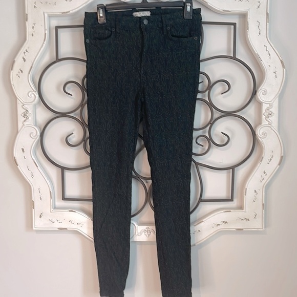FREE PEOPLE ISABEL JACQUARD PEYTON SKINNY TEXTURED JEANS BLACK SIZE 28 - Picture 1 of 11